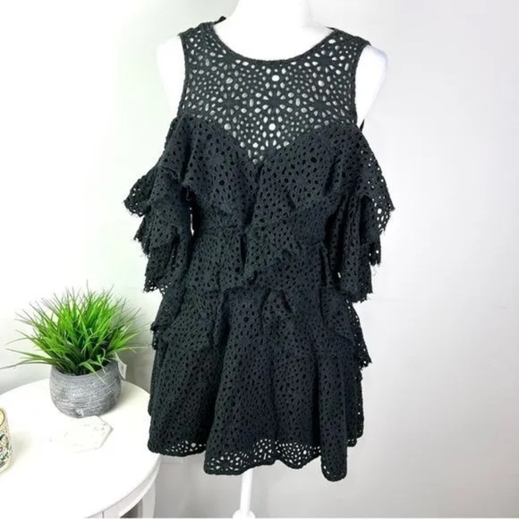 Acler Upton Off-Shoulder Lace Mini Dress - Black - Size 6 - Picture 11 of 11